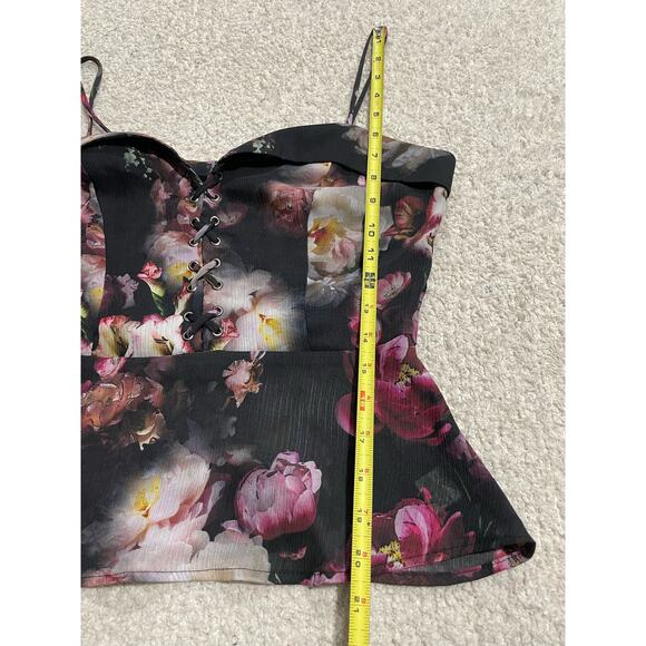 Willow & Clay Womens Small Floral Bustier Corset Style Tank Top Black USA Made - Picture 4 of 9